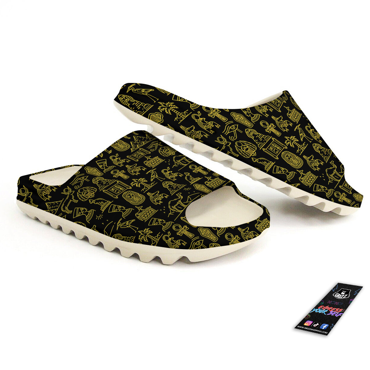 Glod Ancient Egyptian Print Pattern Sandals-grizzshop