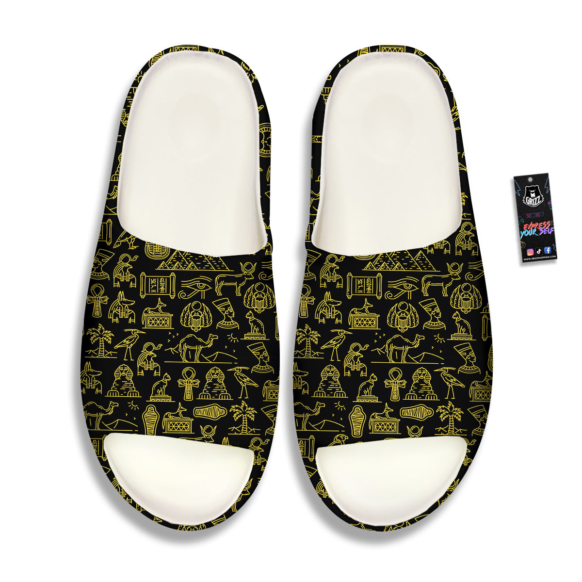 Glod Ancient Egyptian Print Pattern Sandals-grizzshop