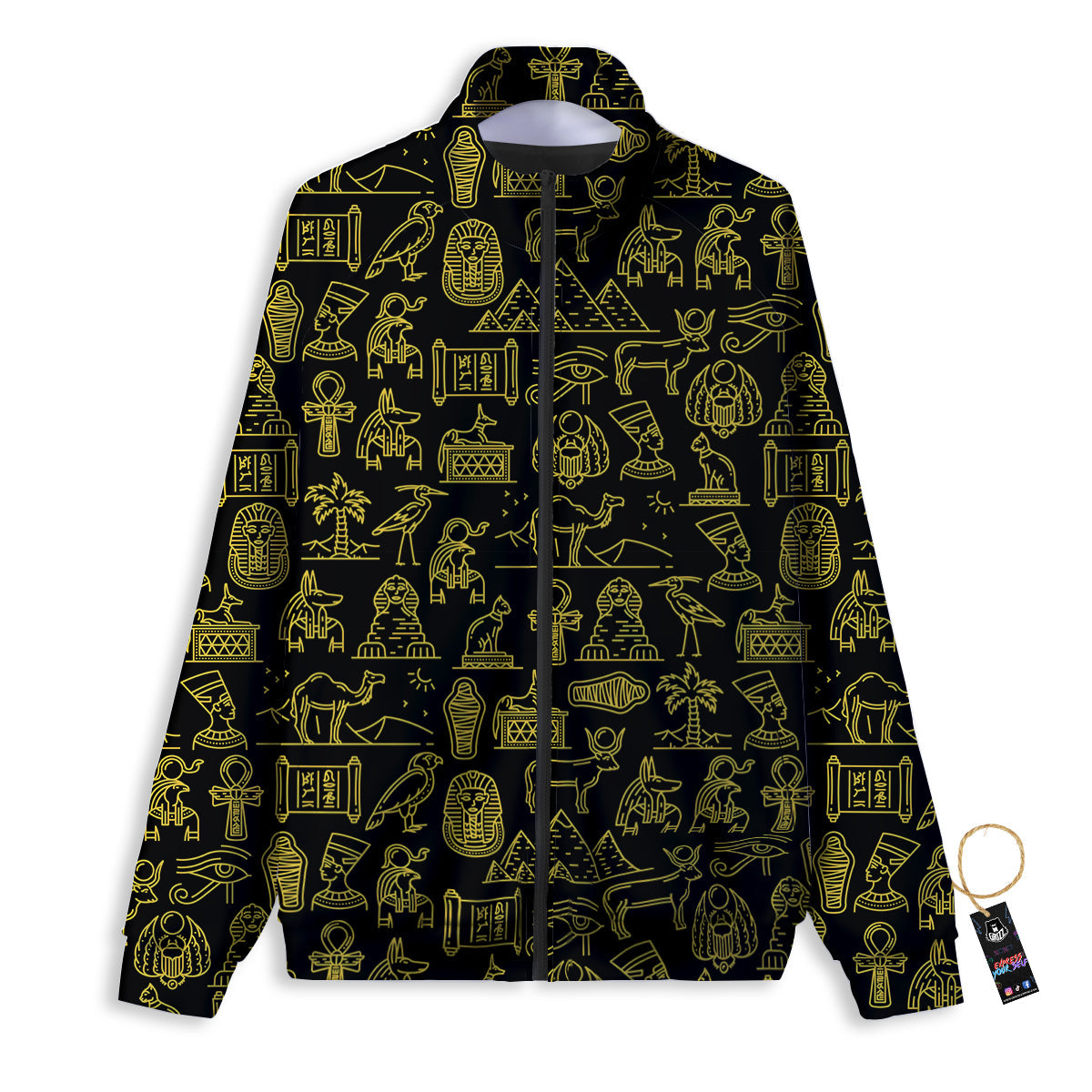 Glod Ancient Egyptian Print Pattern Track Jacket-grizzshop