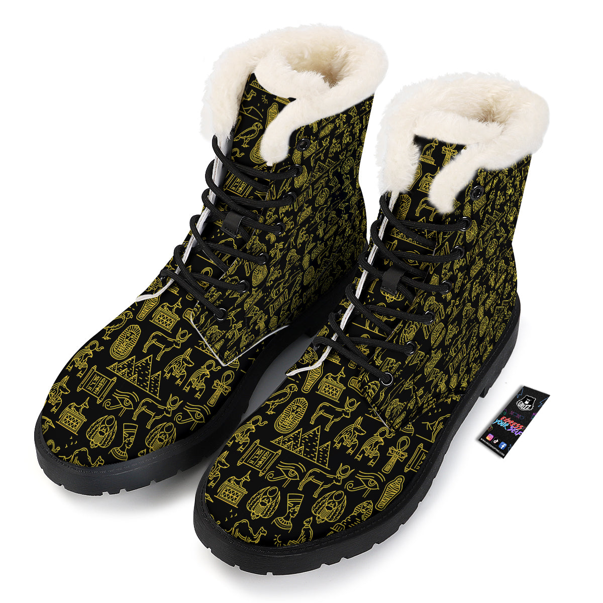 Glod Ancient Egyptian Print Pattern Winter Boots-grizzshop