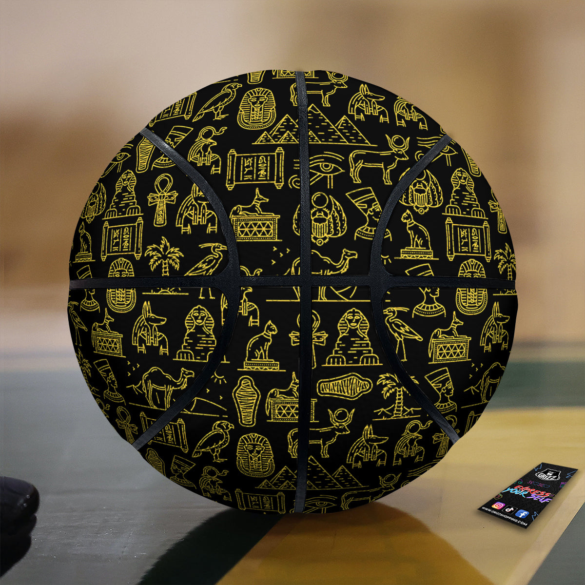Glod Ancient Egyptian Print Pattern Basketball