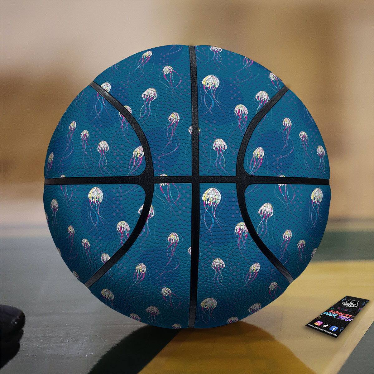 Glowing Jellyfish Print Pattern Basketball-grizzshop