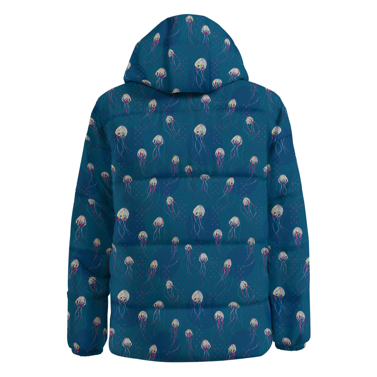Glowing Jellyfish Print Pattern Down Jacket-grizzshop