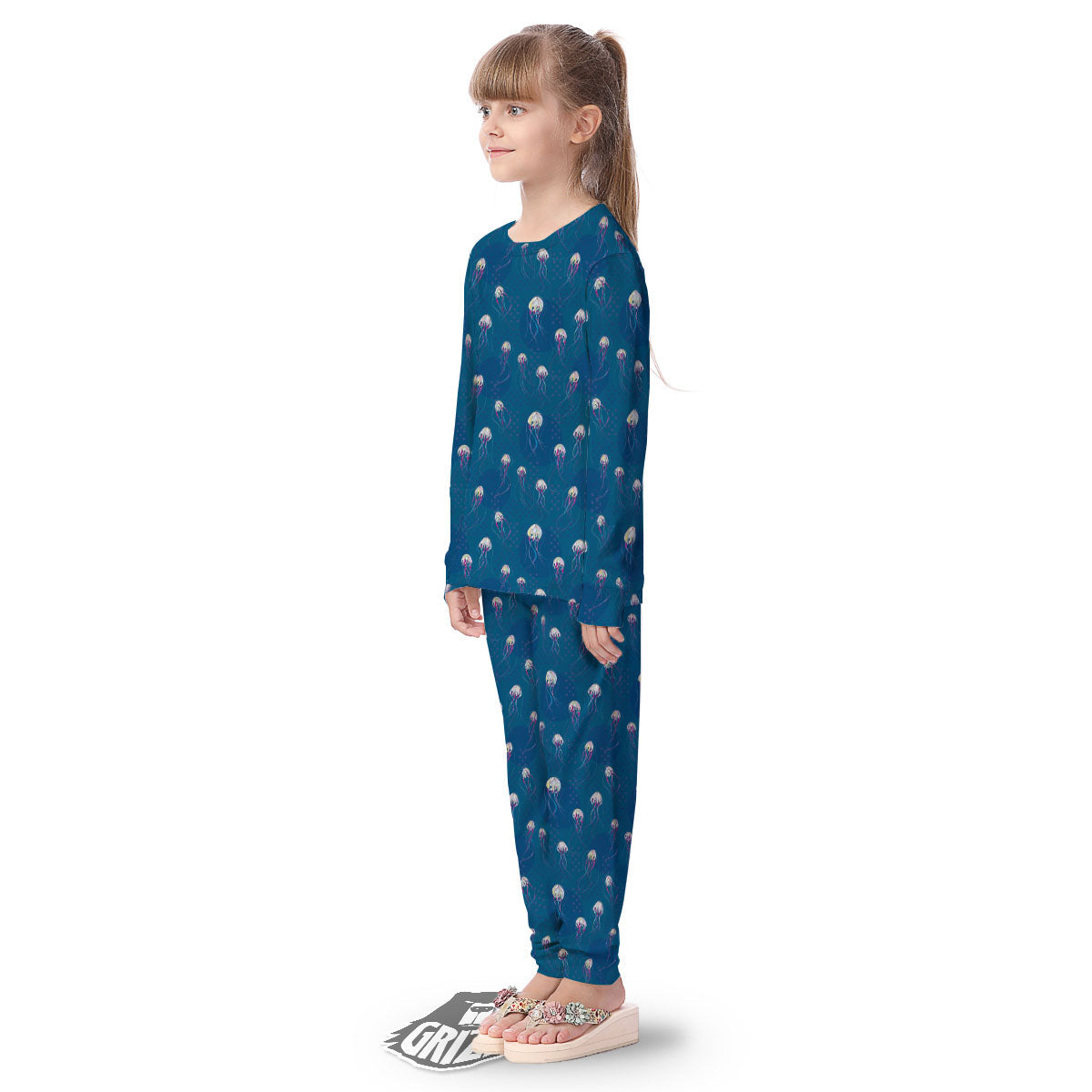Glowing Jellyfish Print Pattern Kid's Pajamas-grizzshop
