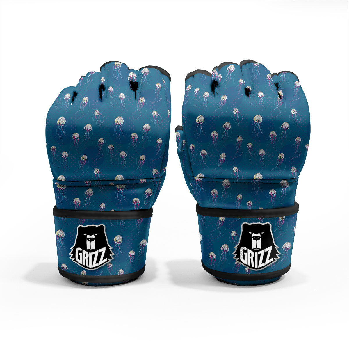 Glowing Jellyfish Print Pattern MMA Gloves-grizzshop