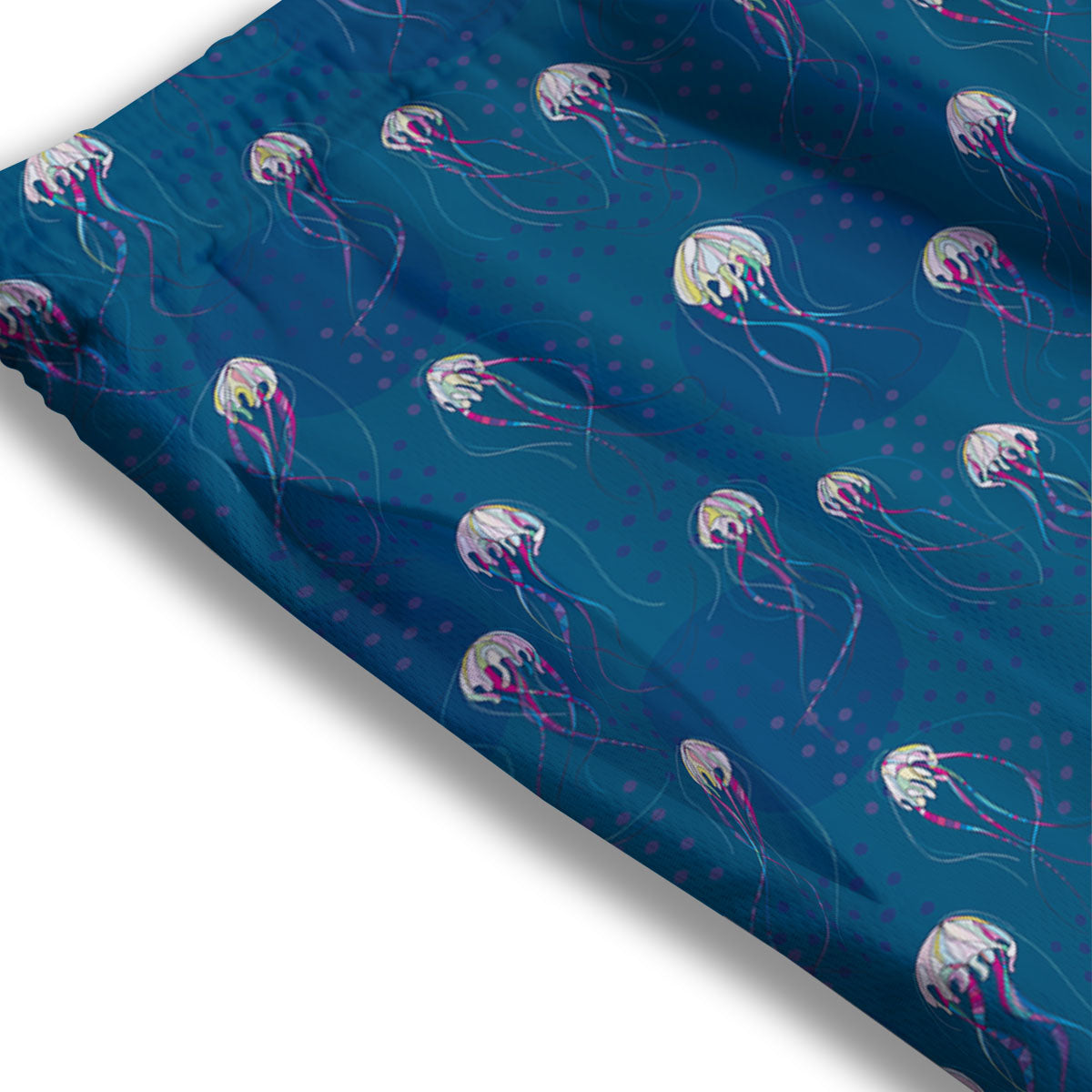 Glowing Jellyfish Print Pattern Mesh Shorts