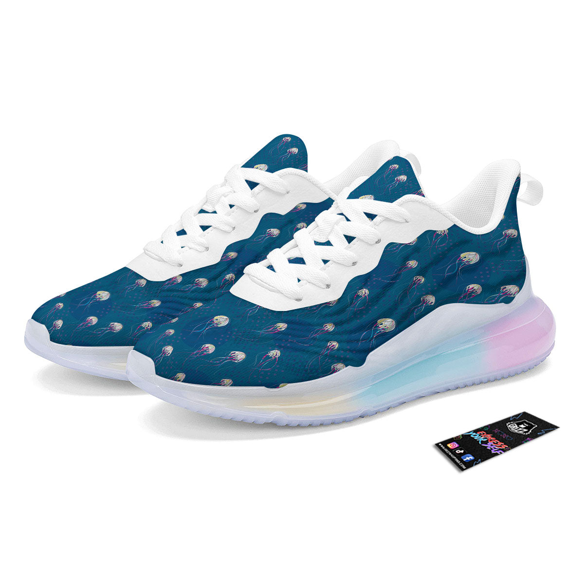 Glowing Jellyfish Print Pattern Running Sneakers-grizzshop