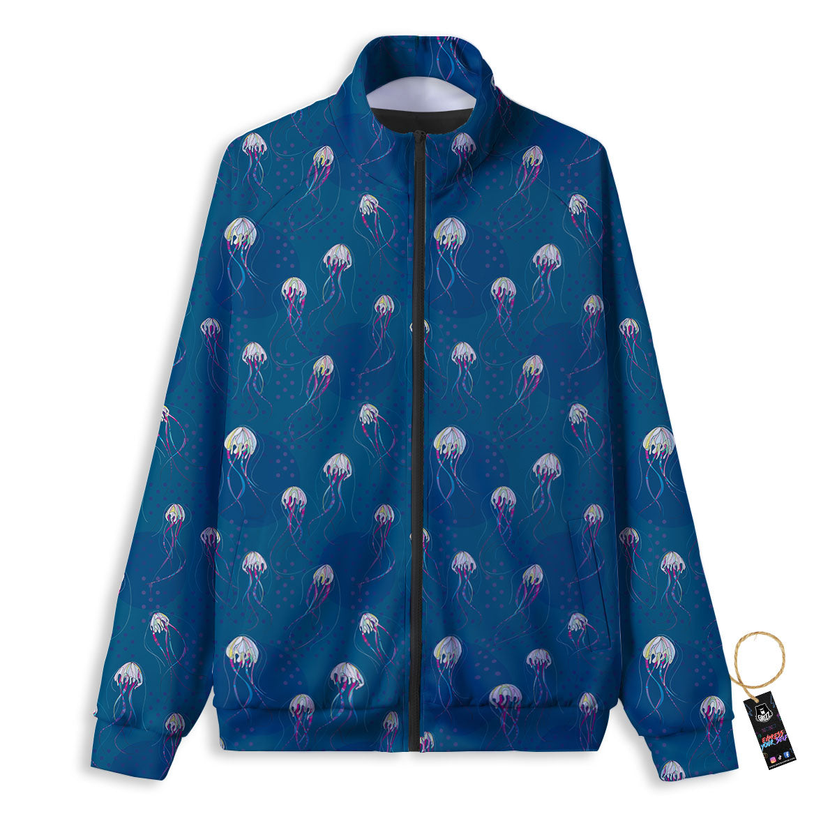 Glowing Jellyfish Print Pattern Track Jacket-grizzshop