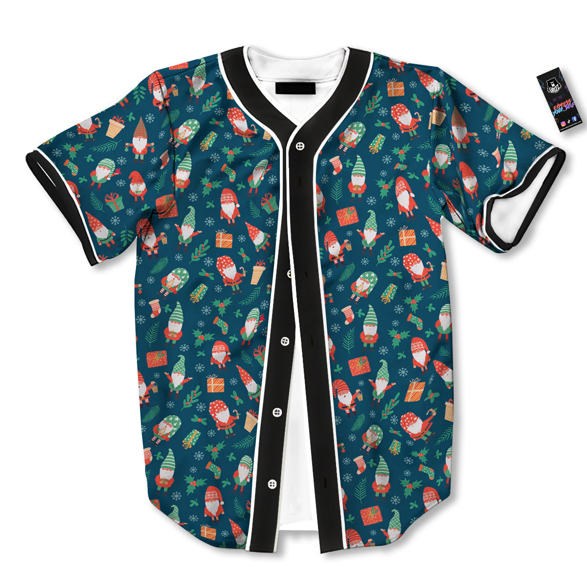 Gnomes Christmas Print Pattern Baseball Jersey-grizzshop