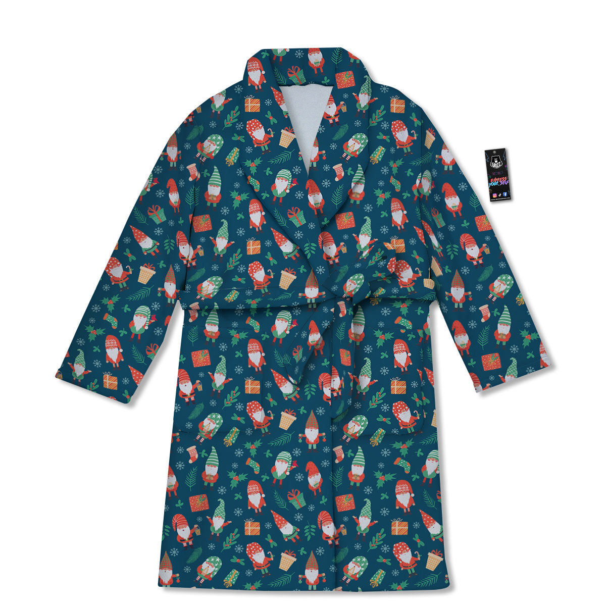 Gnomes Christmas Print Pattern Bathrobe-grizzshop