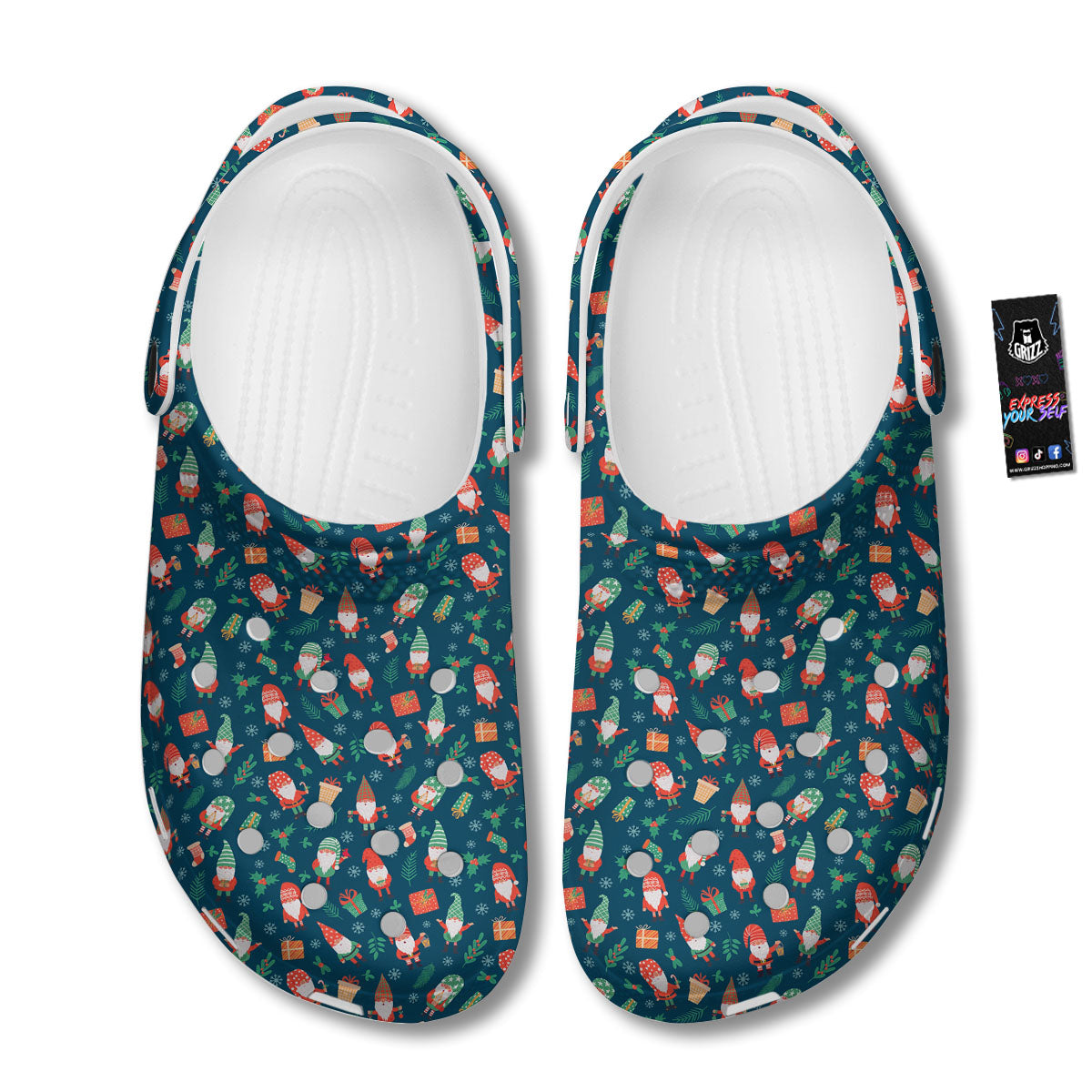 Gnomes Christmas Print Pattern Clog-grizzshop