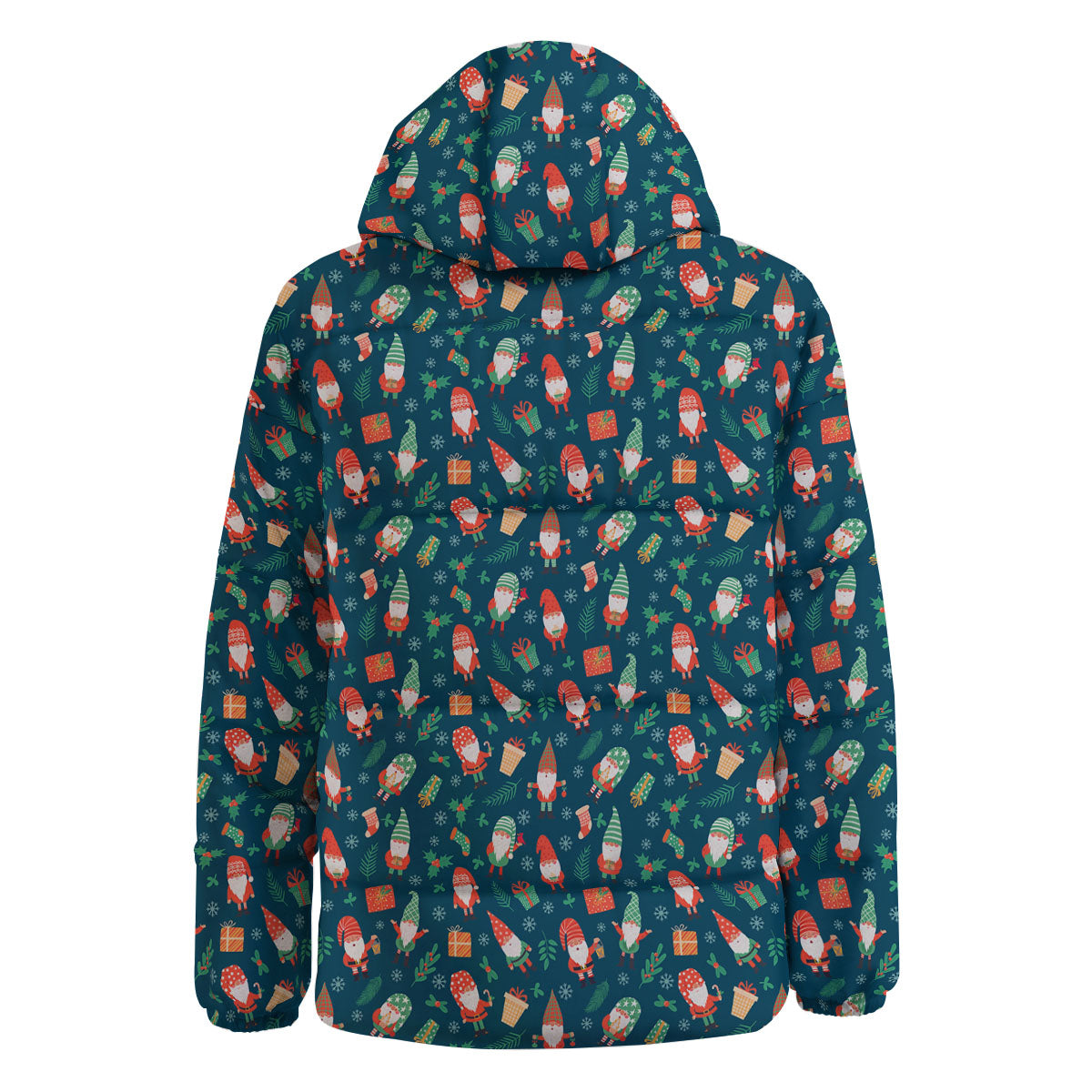 Gnomes Christmas Print Pattern Down Jacket-grizzshop