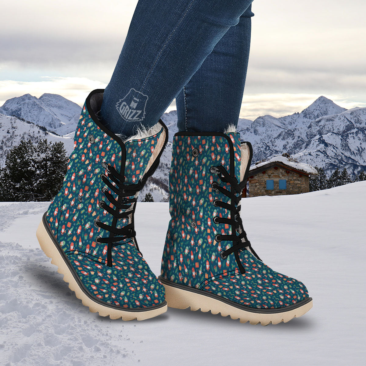 Gnomes Christmas Print Pattern Snow Boots-grizzshop
