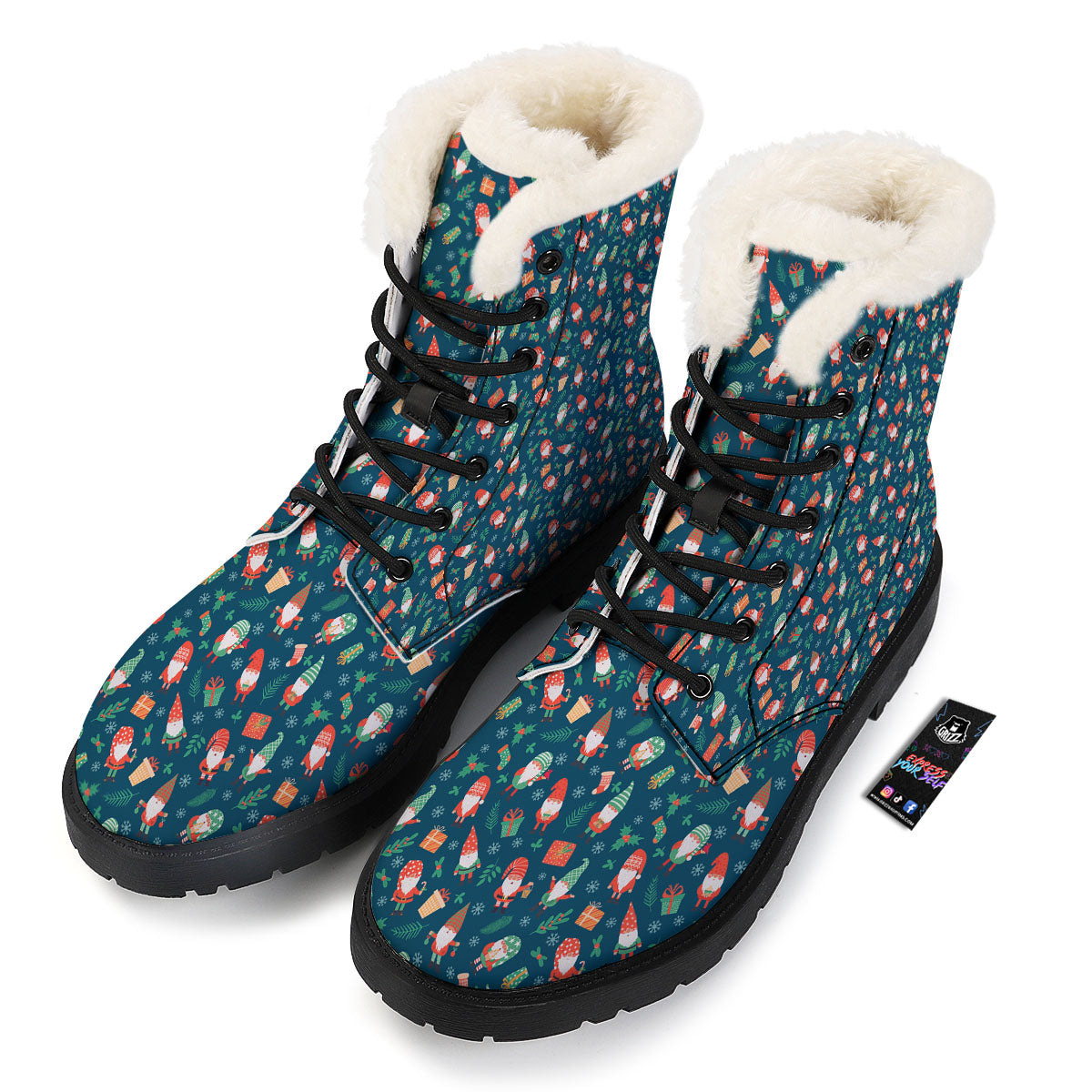Gnomes Christmas Print Pattern Winter Boots-grizzshop