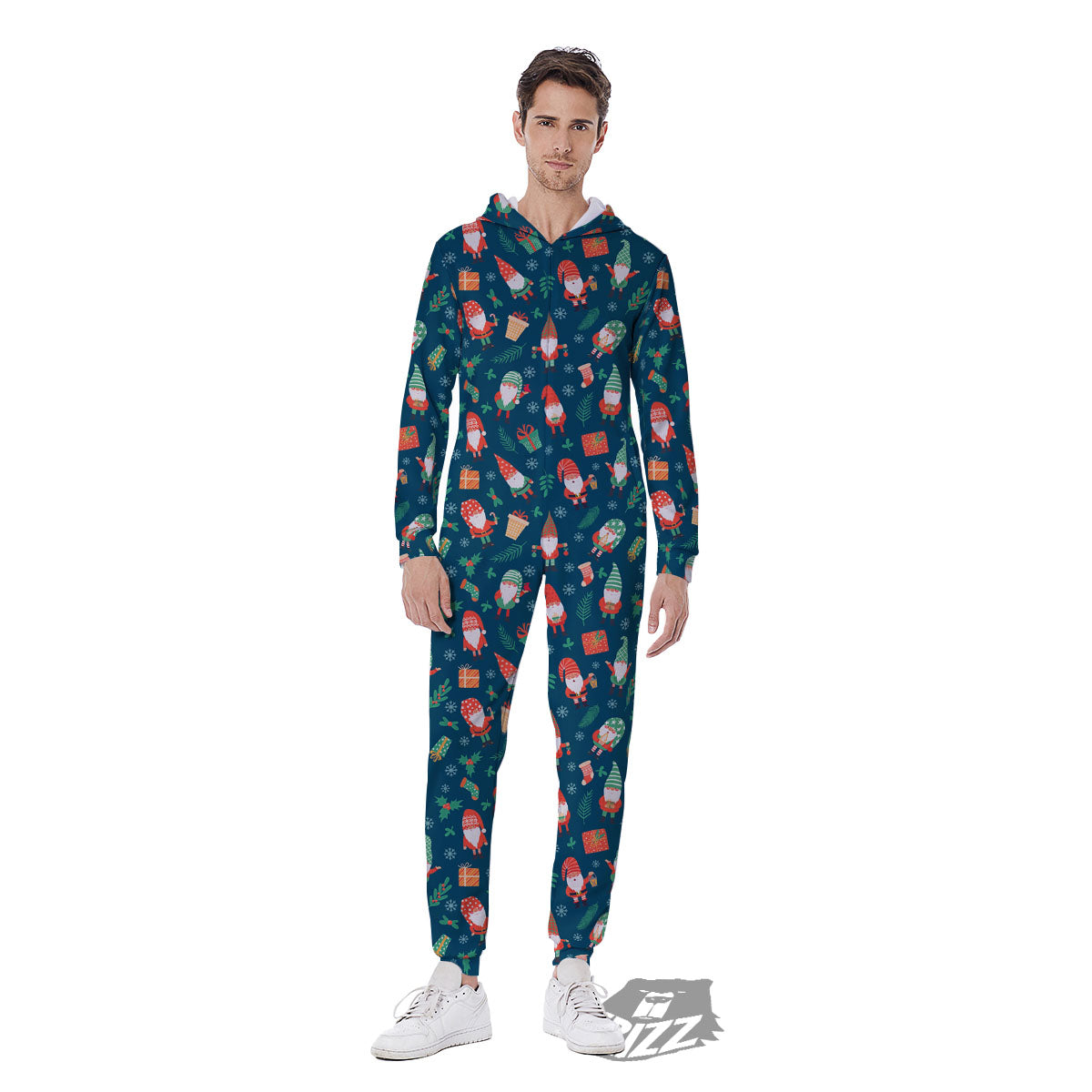 Gnomes Christmas Print Pattern Men's Jumpsuit-grizzshop