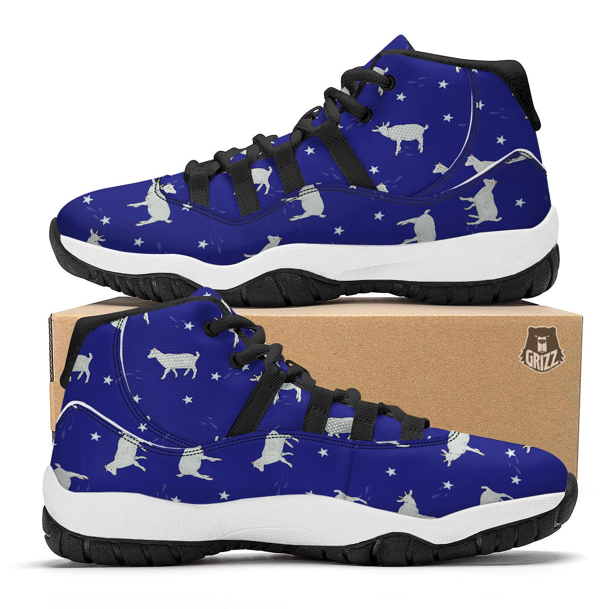 Goat Sheep Pattern Print Black Bball Shoes-grizzshop