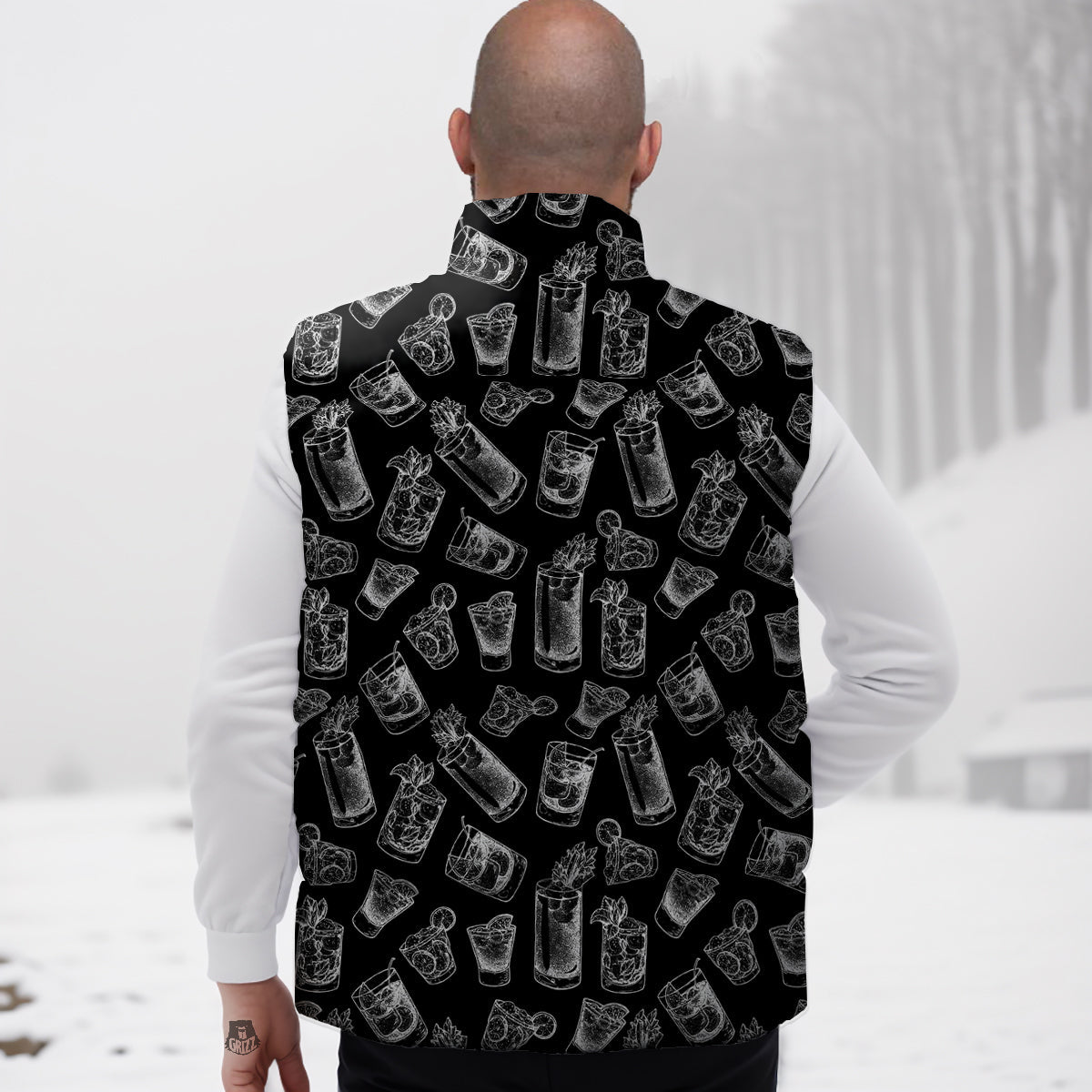 Goat Sheep Pattern Print Down Vest