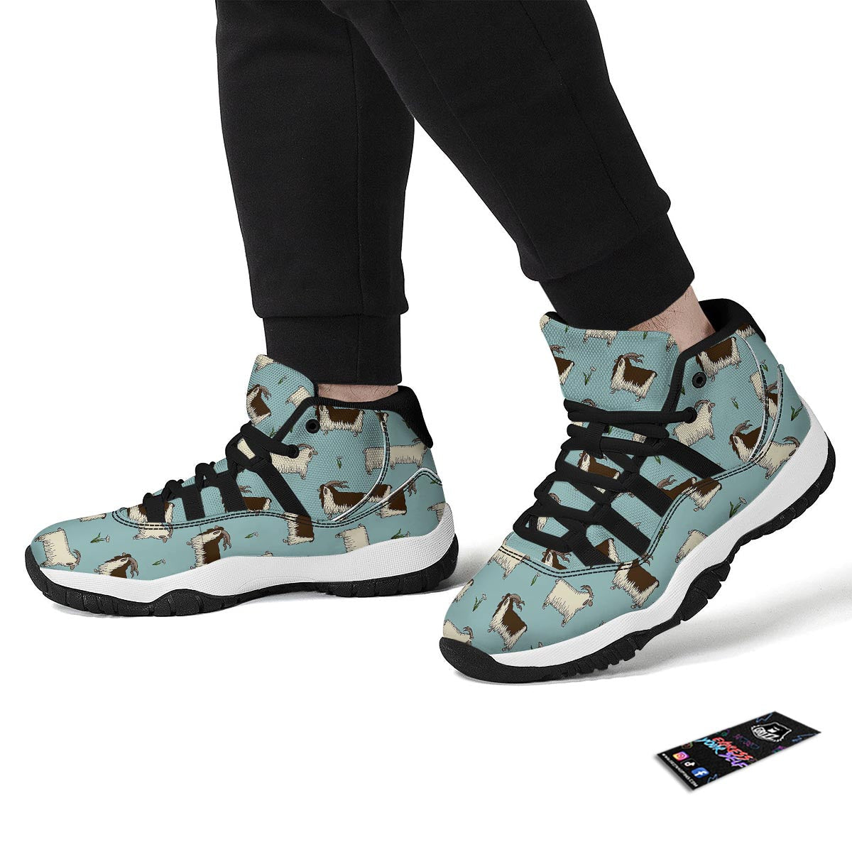 Goat Sheep Print Pattern Black Bball Shoes-grizzshop