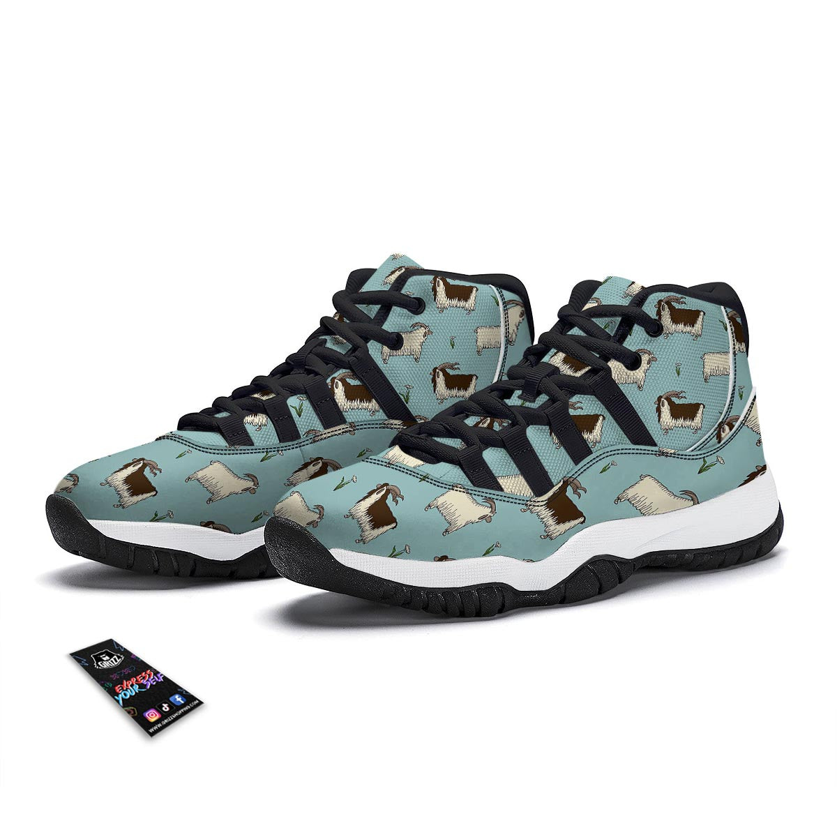 Goat Sheep Print Pattern Black Bball Shoes-grizzshop