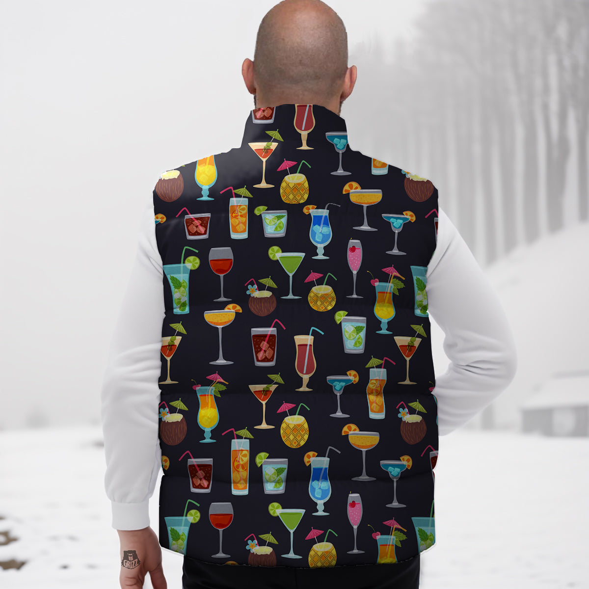Goat Sheep Print Pattern Down Vest
