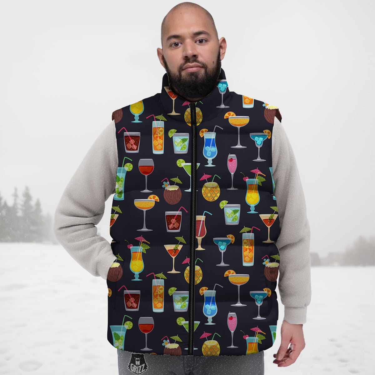 Goat Sheep Print Pattern Down Vest