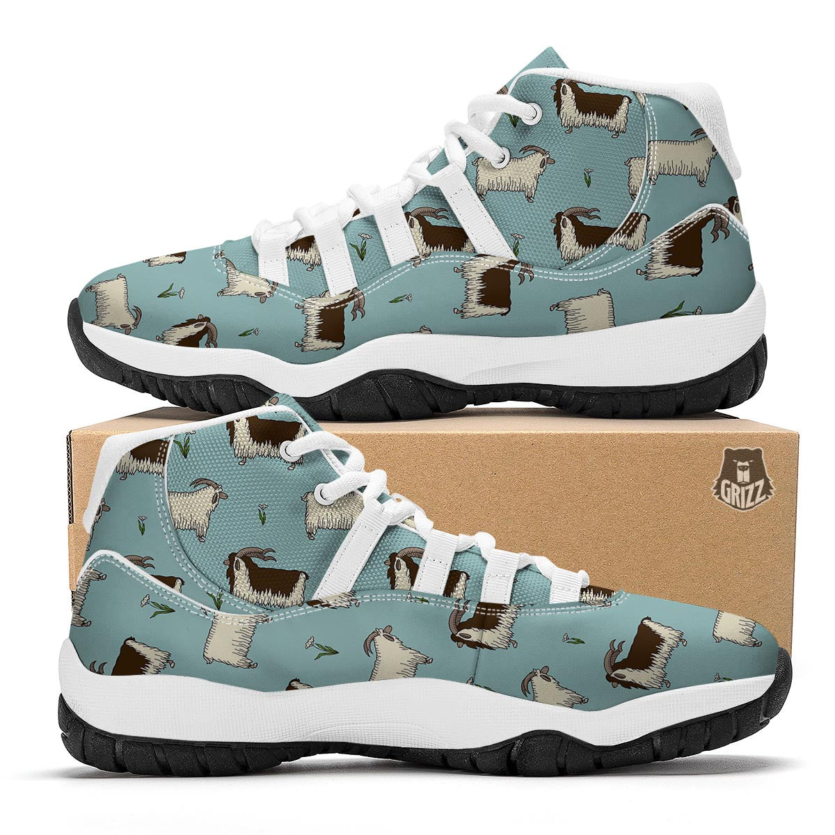 Goat Sheep Print Pattern White Bball Shoes-grizzshop