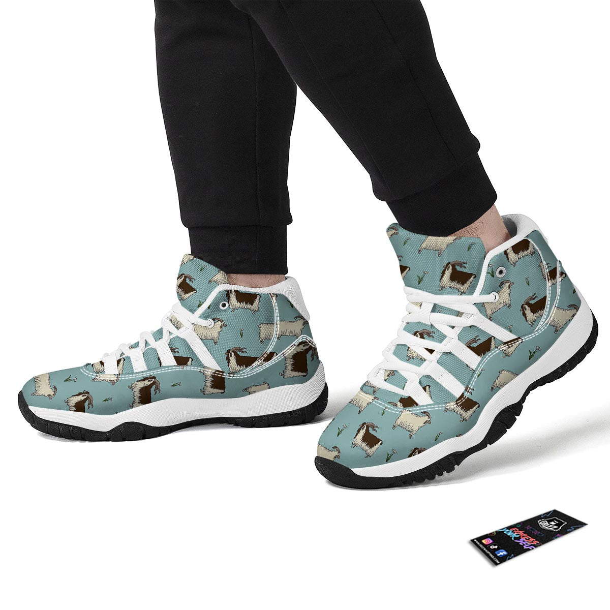 Goat Sheep Print Pattern White Bball Shoes-grizzshop