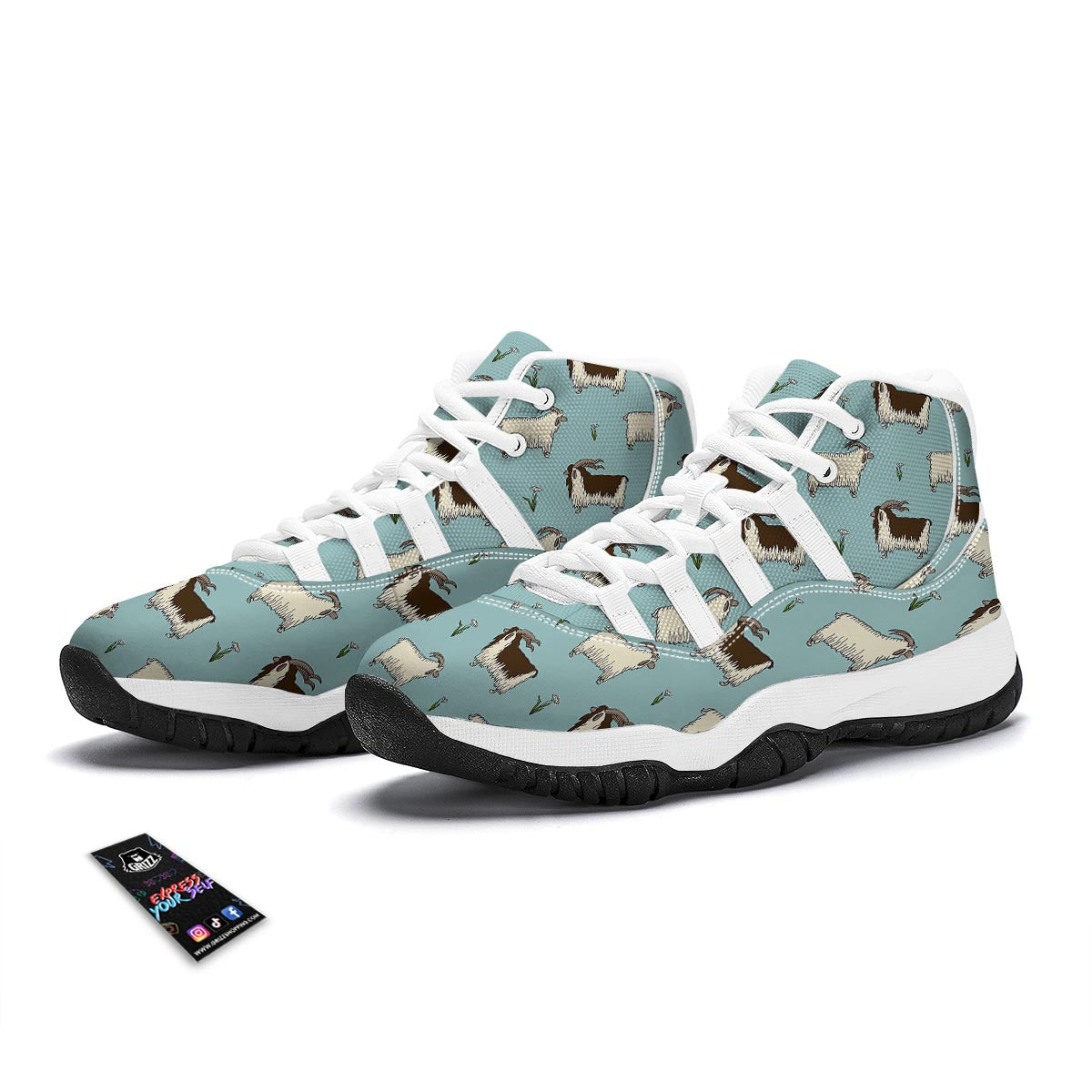 Goat Sheep Print Pattern White Bball Shoes-grizzshop