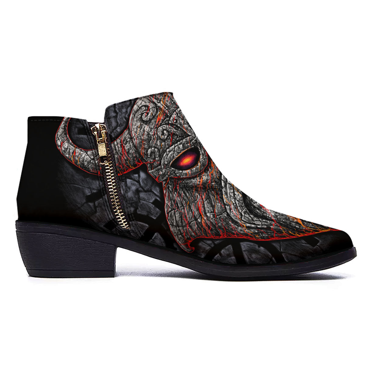 God Odin Ancient Viking Norse Print Ankle Boots-grizzshop