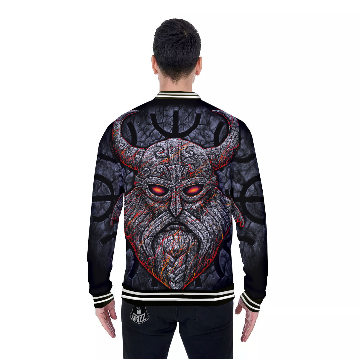 God Odin Ancient Viking Norse Print Baseball Jacket-grizzshop