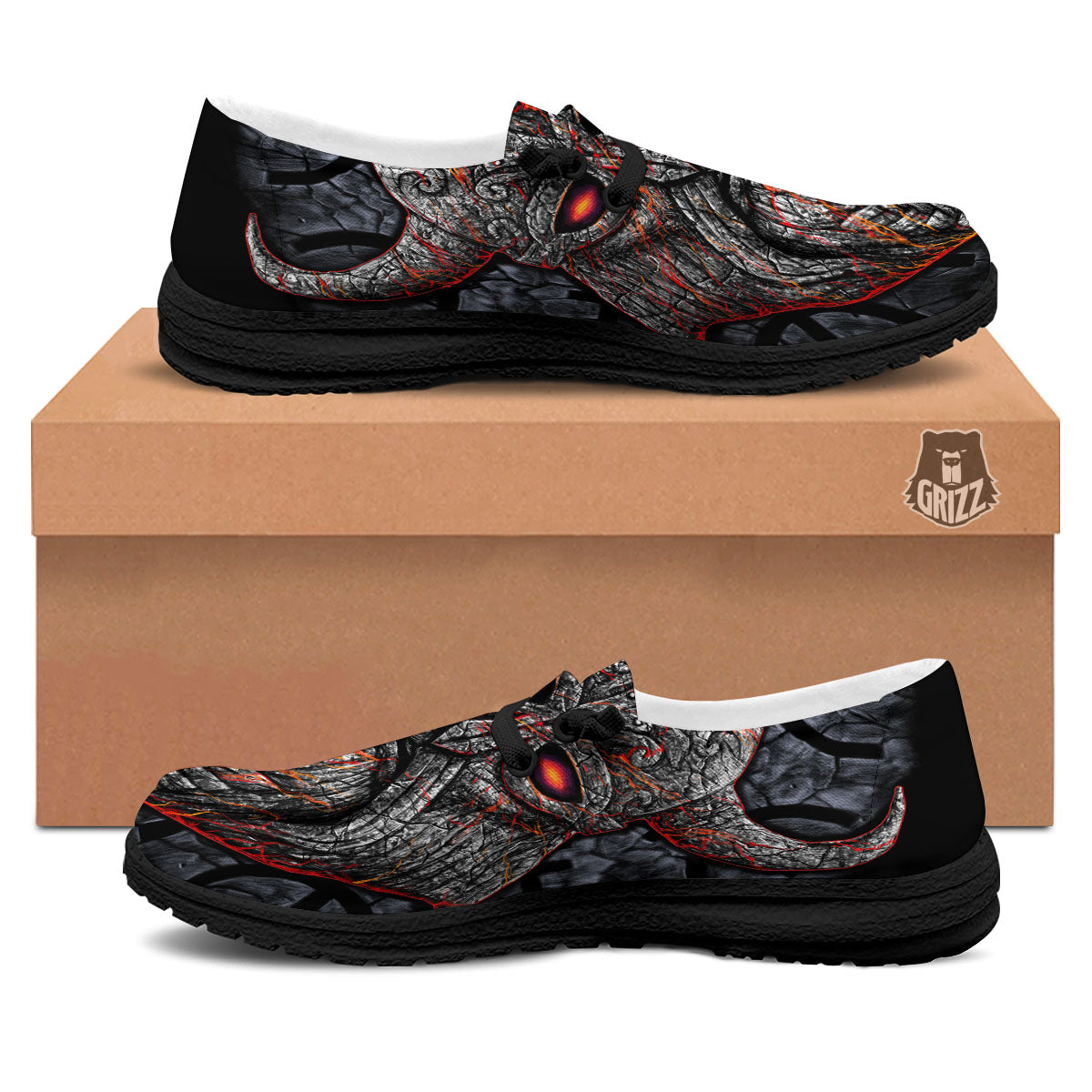 God Odin Ancient Viking Norse Print Black Loafers-grizzshop