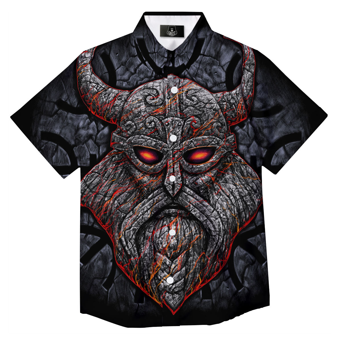 God Odin Ancient Viking Norse Print Button Up Shirt-grizzshop