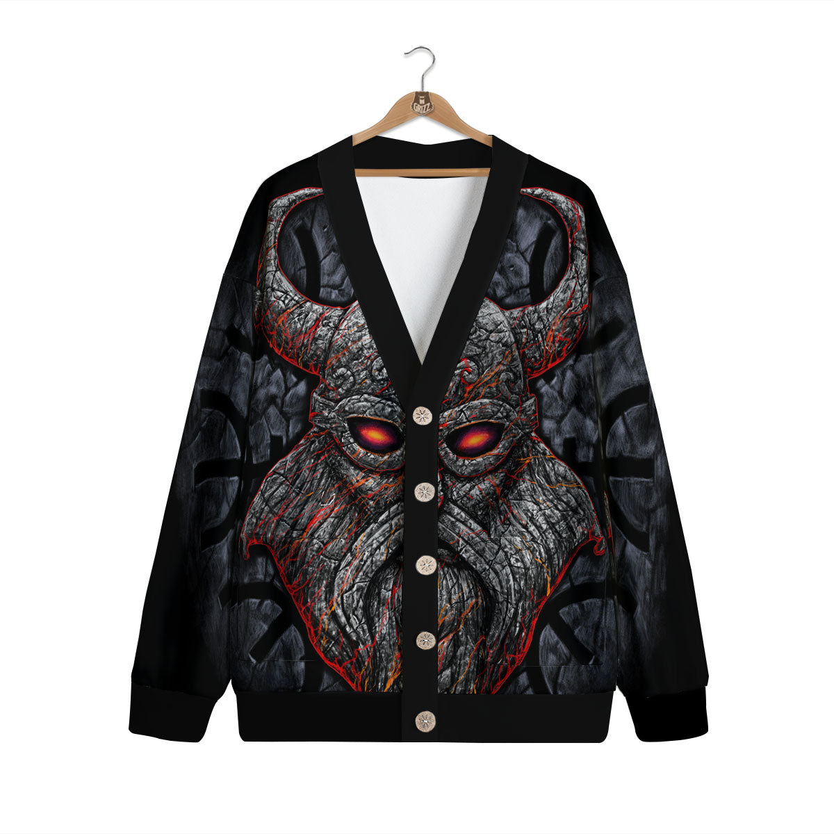 God Odin Ancient Viking Norse Print Cardigan-grizzshop