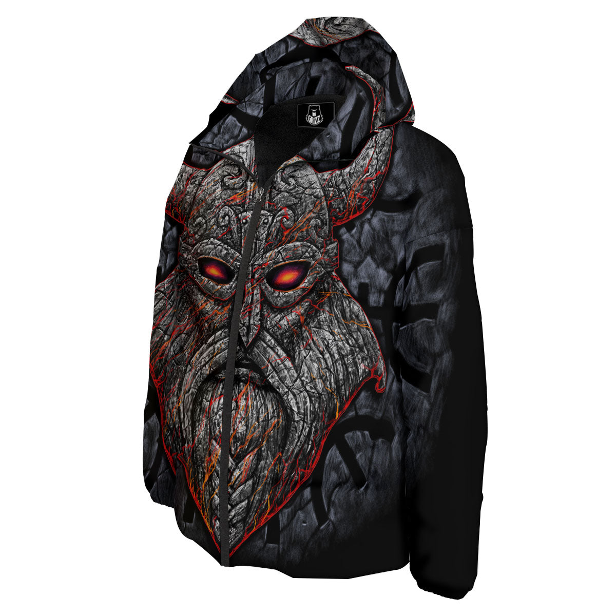 God Odin Ancient Viking Norse Print Down Jacket-grizzshop