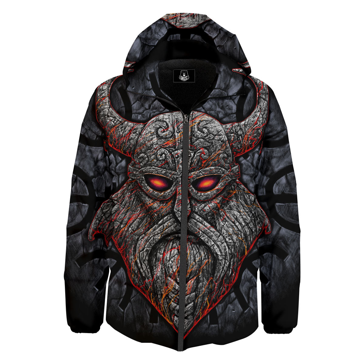 God Odin Ancient Viking Norse Print Down Jacket-grizzshop