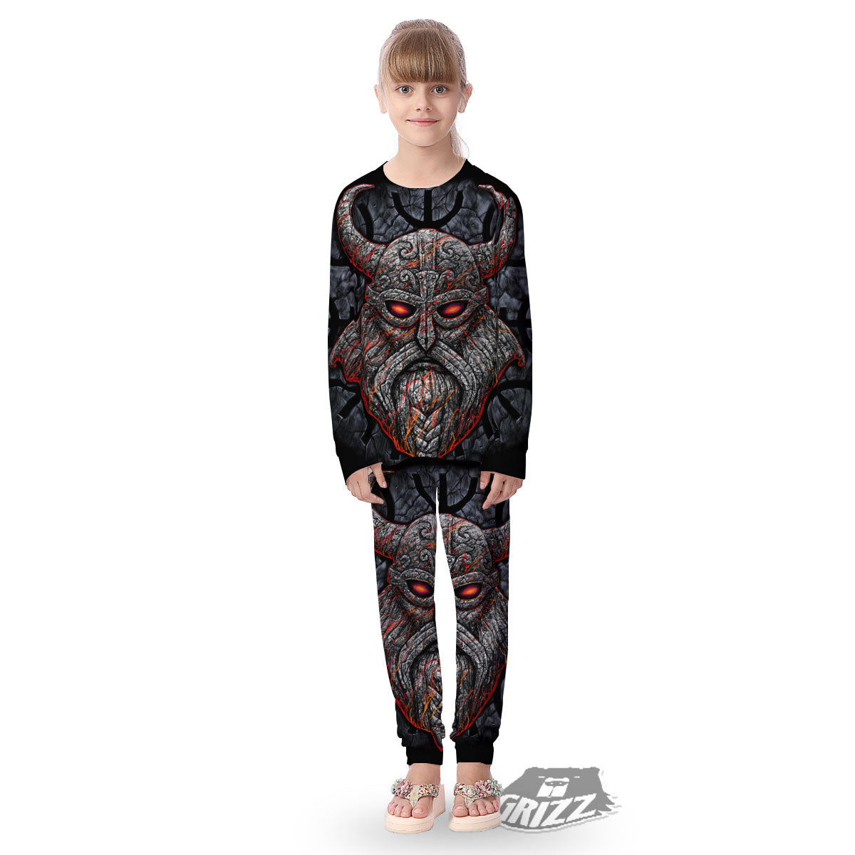 God Odin Ancient Viking Norse Print Kid's Pajamas-grizzshop