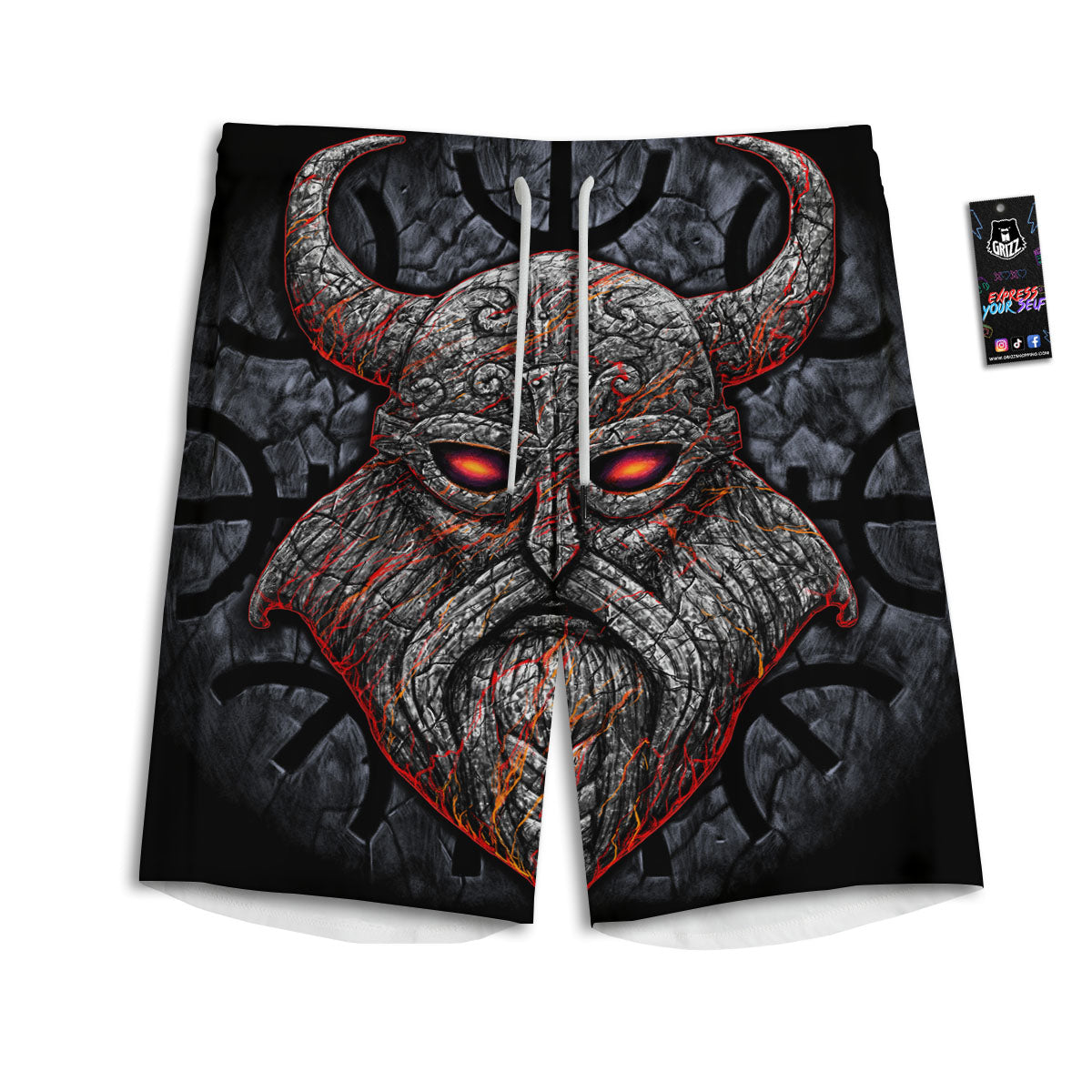 God Odin Ancient Viking Norse Print Men's Athletic Shorts