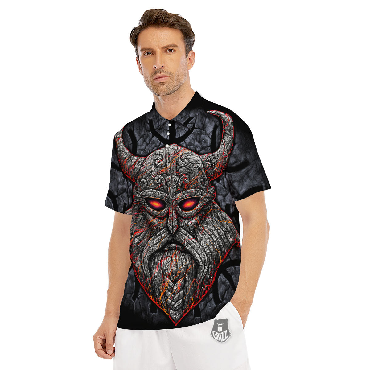God Odin Ancient Viking Norse Print Men's Golf Shirts-grizzshop