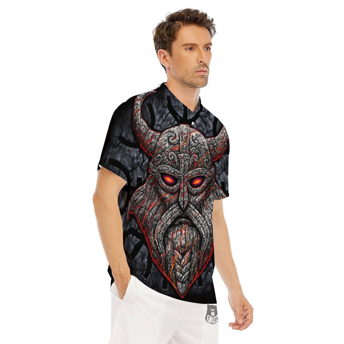 God Odin Ancient Viking Norse Print Men's Golf Shirts-grizzshop