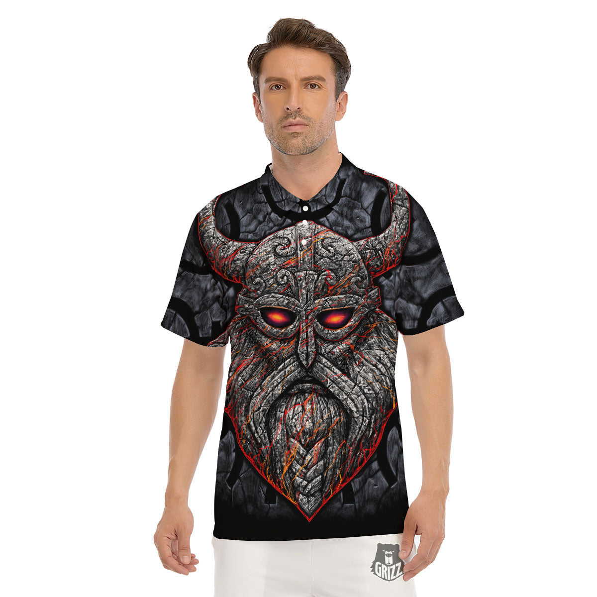 God Odin Ancient Viking Norse Print Men's Golf Shirts-grizzshop