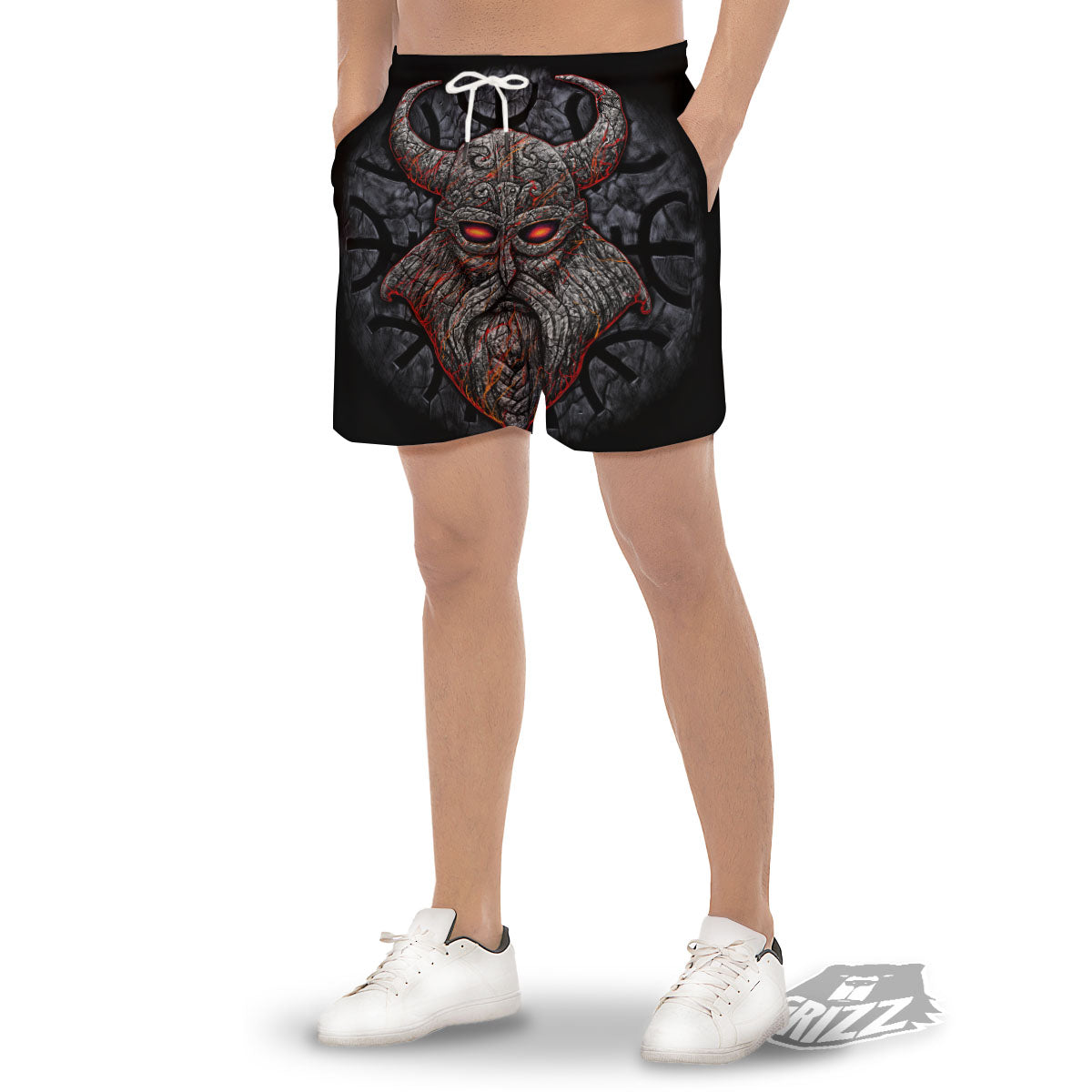 God Odin Ancient Viking Norse Print Men's Gym Shorts-grizzshop