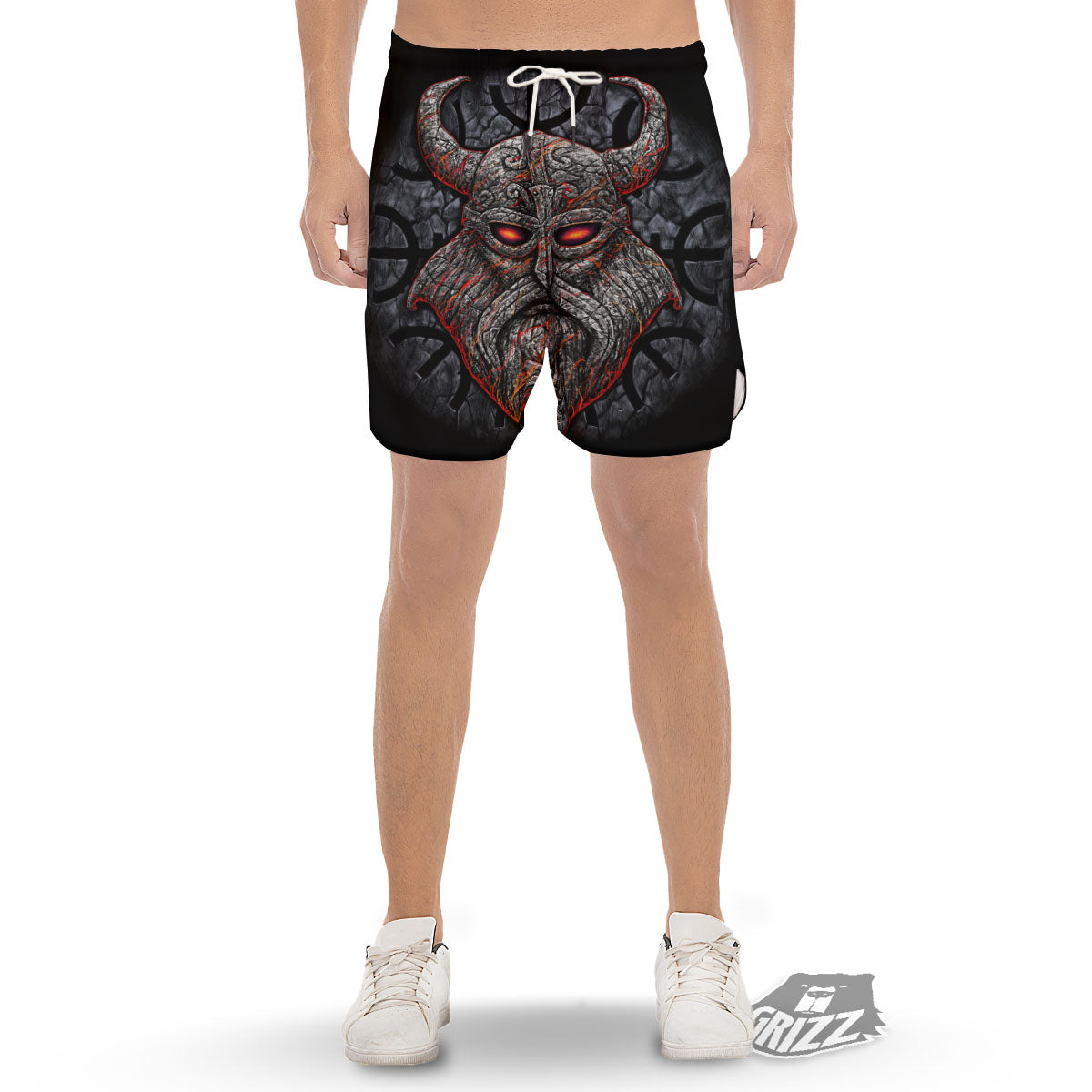God Odin Ancient Viking Norse Print Men's Gym Shorts-grizzshop
