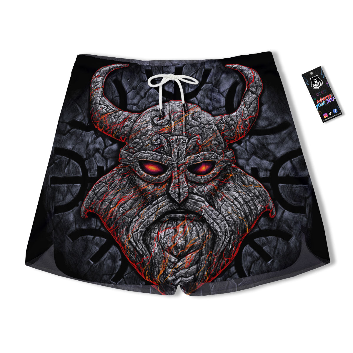 God Odin Ancient Viking Norse Print Men's Running Shorts-grizzshop