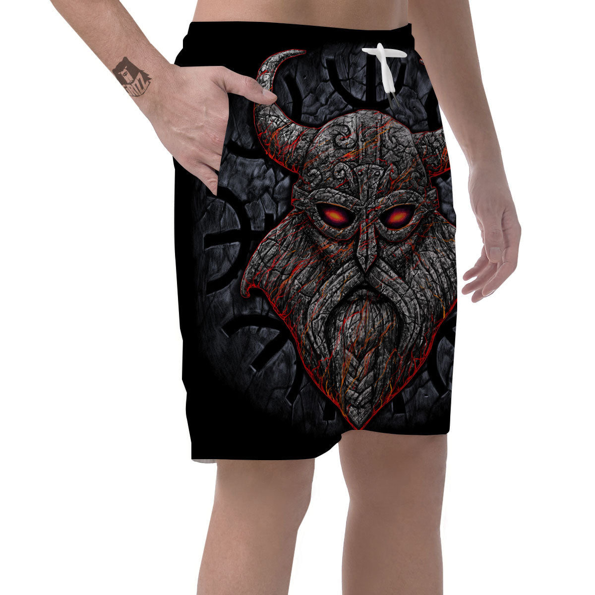 God Odin Ancient Viking Norse Print Men's Shorts-grizzshop