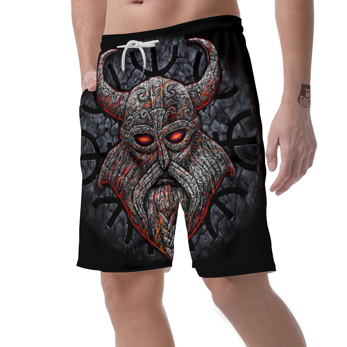 God Odin Ancient Viking Norse Print Men's Shorts-grizzshop