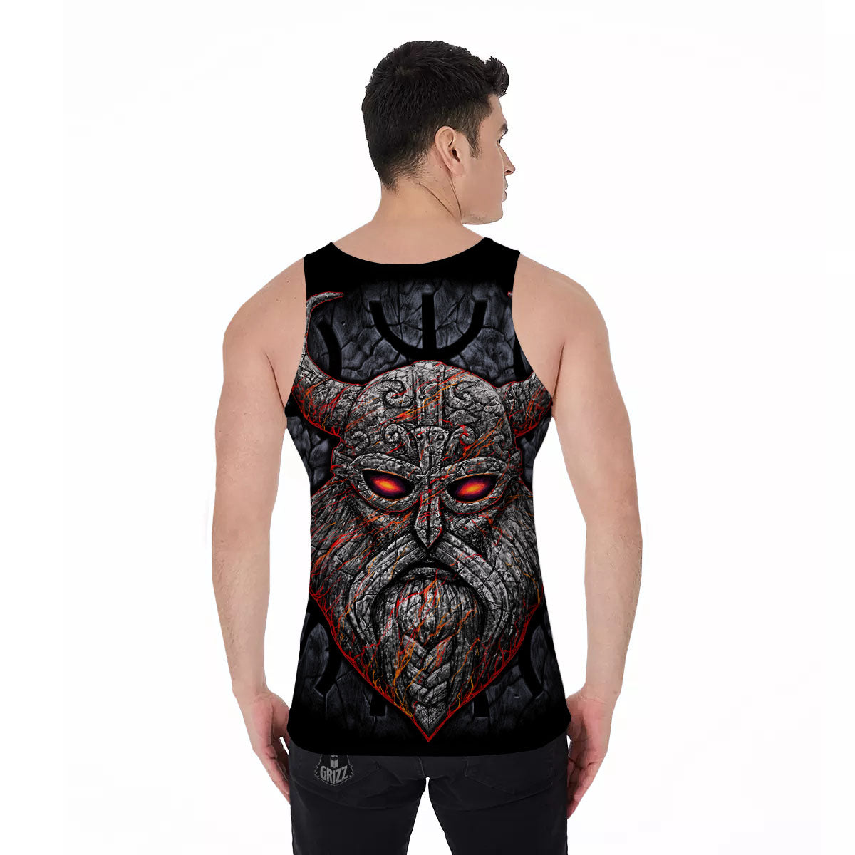 God Odin Ancient Viking Norse Print Men's Tank Top-grizzshop
