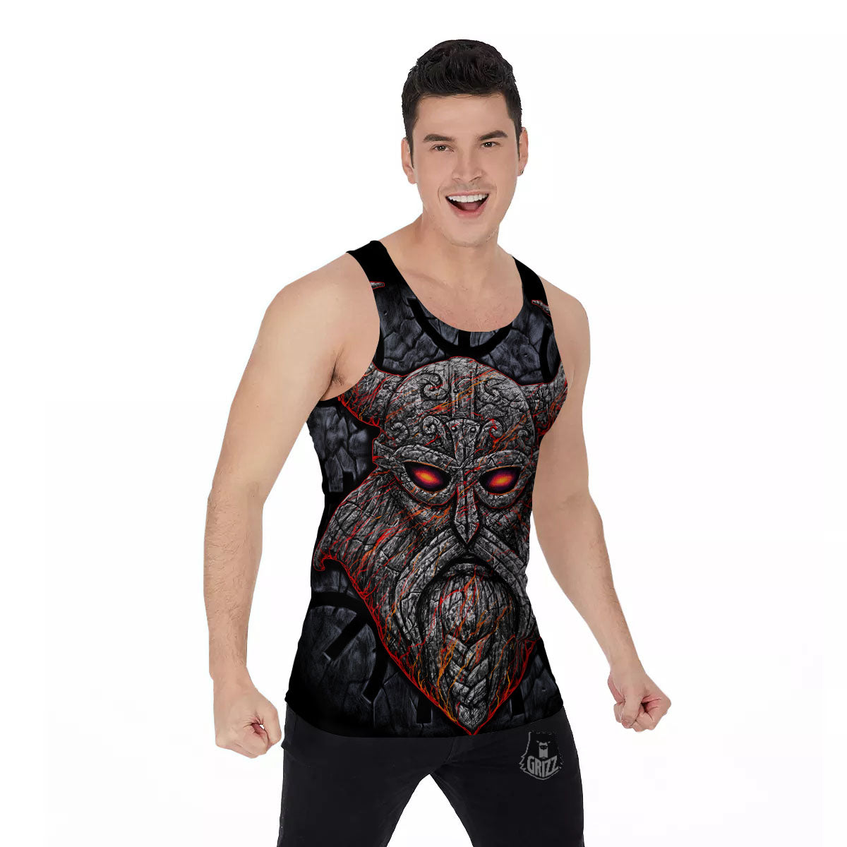 God Odin Ancient Viking Norse Print Men's Tank Top-grizzshop
