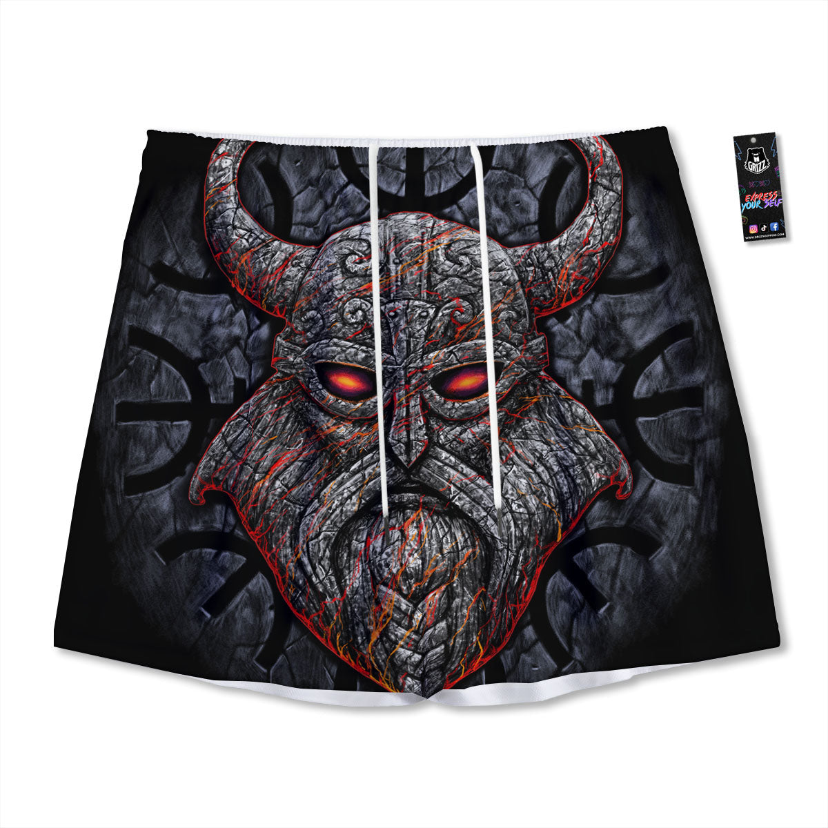 Hemp Dark Green Print Pattern Mesh Shorts