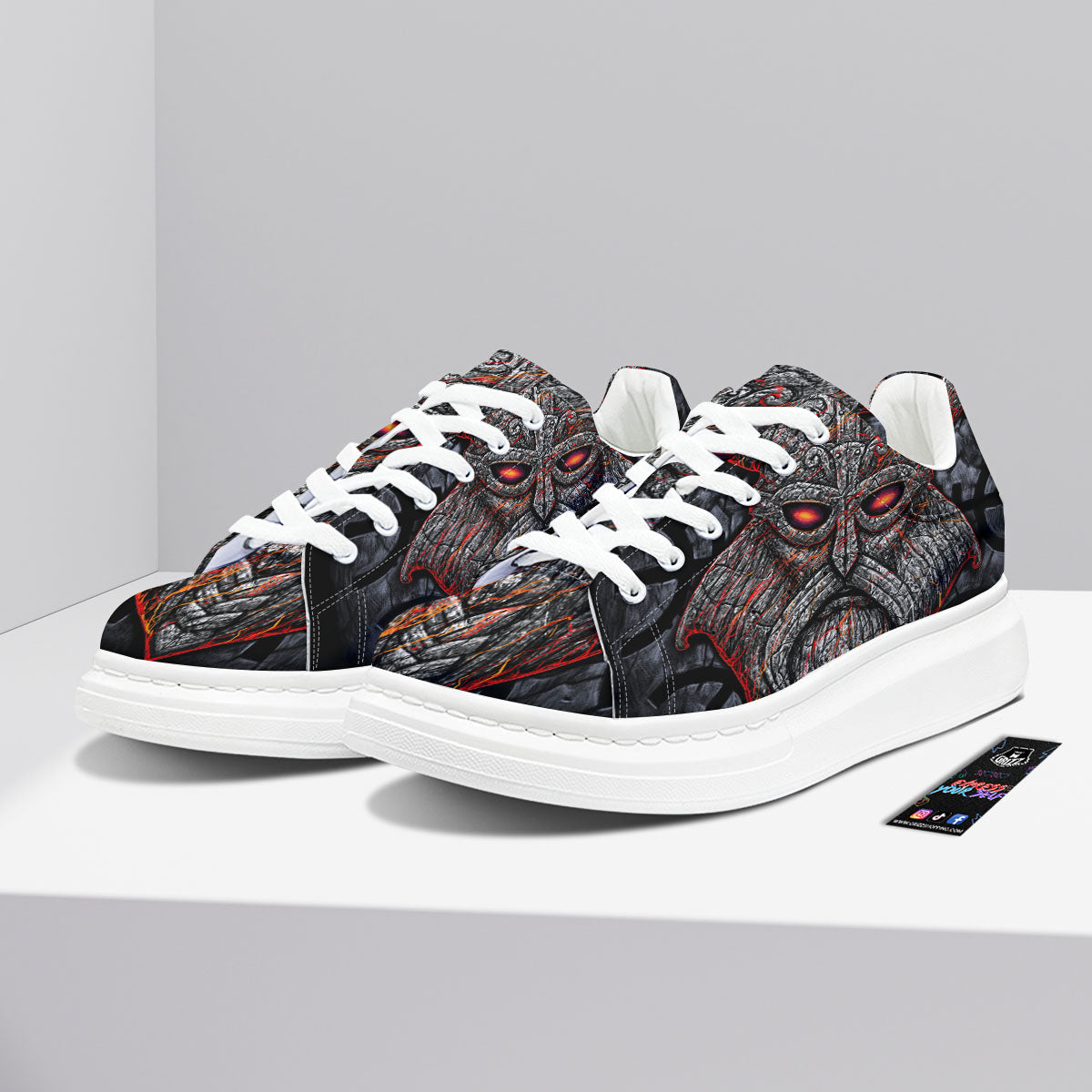 God Odin Ancient Viking Norse Print Platform Shoes-grizzshop