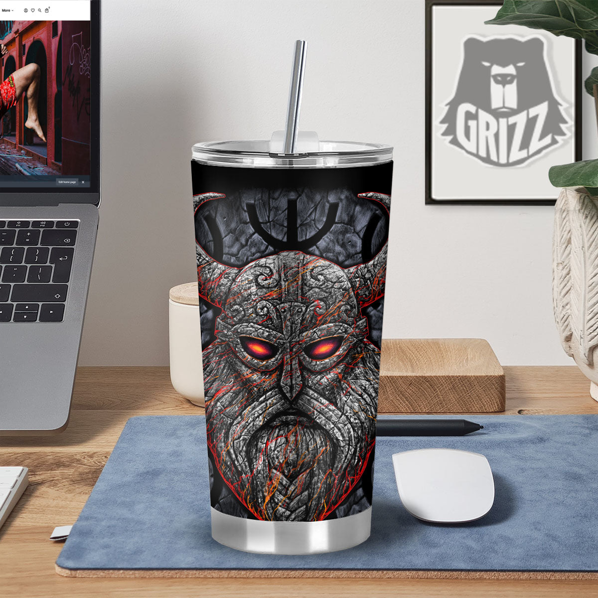 God Odin Ancient Viking Norse Print Tumbler-grizzshop